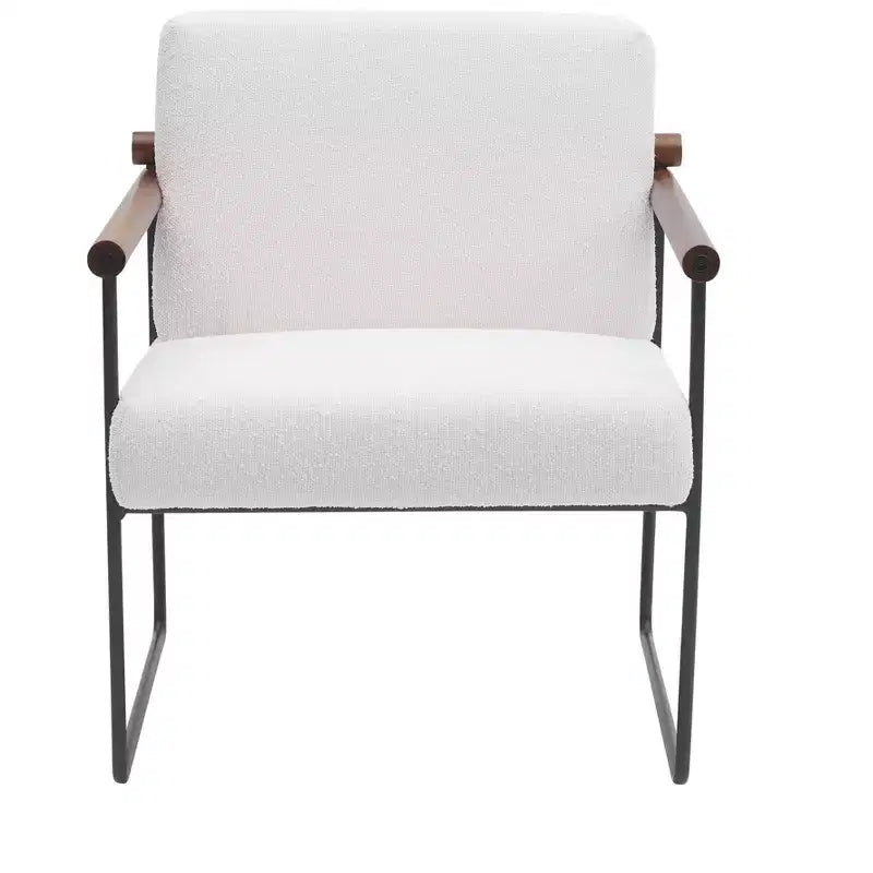 TUYOHW Fauteuil d'appoint moderne avec revêtement en tissu bouclé, fauteuil confortable avec accoudoirs en bois courbés, fauteuils individuels confortables minimalistes pour salon, chambre à coucher