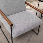 TUYOHW Fauteuil d'appoint moderne avec revêtement en tissu bouclé, fauteuil confortable avec accoudoirs en bois courbés, fauteuils individuels confortables minimalistes pour salon, chambre à coucher