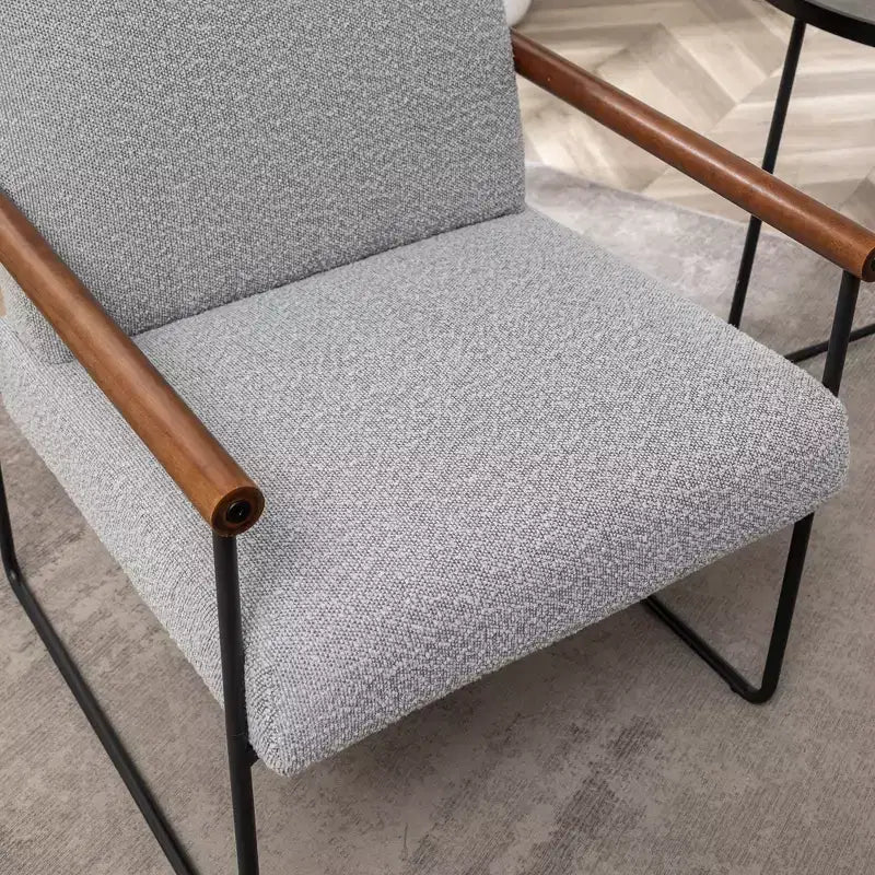 TUYOHW Fauteuil d'appoint moderne avec revêtement en tissu bouclé, fauteuil confortable avec accoudoirs en bois courbés, fauteuils individuels confortables minimalistes pour salon, chambre à coucher