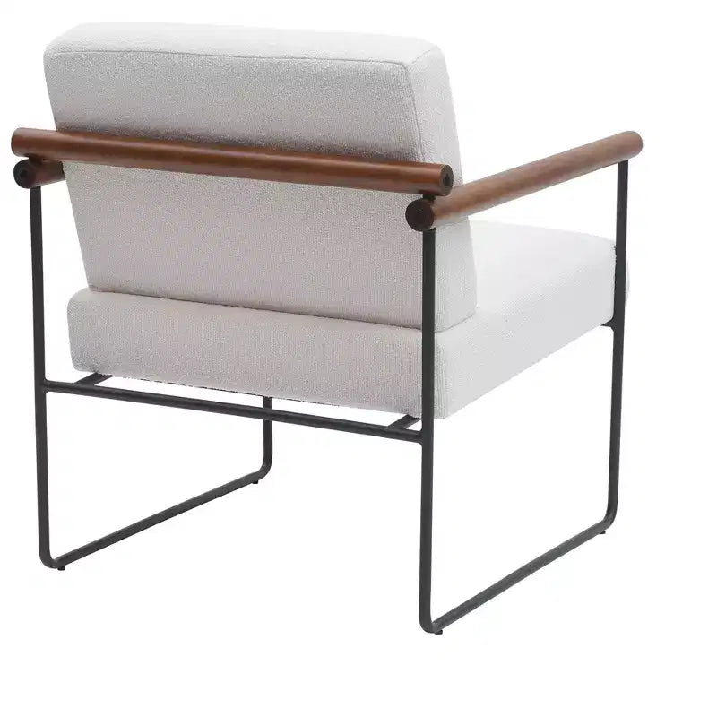 TUYOHW Fauteuil d'appoint moderne avec revêtement en tissu bouclé, fauteuil confortable avec accoudoirs en bois courbés, fauteuils individuels confortables minimalistes pour salon, chambre à coucher