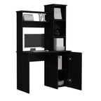 TUYOHW Bureau d'ordinateur, bureau d'étude avec huche, armoire à porte unique, étagères de rangement à 3 niveaux, grand plateau, bureau d'écriture moderne pour chambre à coucher, bureau