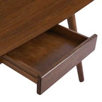 TUYOHW 53 Bureau d'ordinateur en bois, bureau d'ordinateur moderne avec 1 tiroir, 4 pieds en bois, bureau d'écriture pour chambre, bureau, bureau, noyer