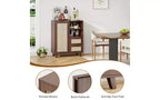 JVNOXK Armoire d'appoint avec porte en rotin tressé de 15 pouces, étagères réglables et glissières de tiroir, convient aux salons, Noyer