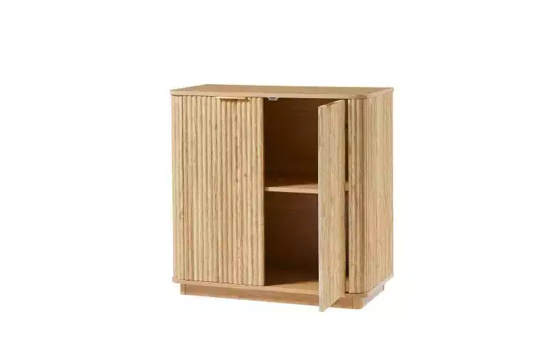 JVNOXK Buffet 80 cm avec espace de rangement Étagères réglables et design à vagues incurvées Convient aux chambres à coucher et aux salons Finition chêne