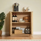 JVNOXK Buffet 80 cm avec espace de rangement Étagères réglables et design à vagues incurvées Convient aux chambres à coucher et aux salons Finition chêne