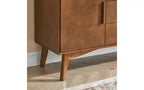JVNOXK Buffet de style moderne du milieu du siècle de 120 cm avec rangement, comprenant 2 portes et 3 tiroirs, idéal pour la salle à manger, finition noyer
