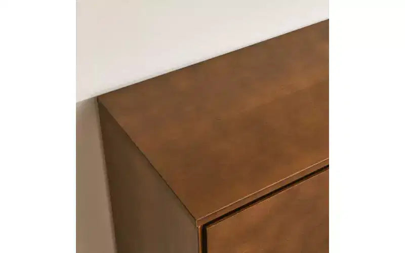 JVNOXK Buffet de style moderne du milieu du siècle de 120 cm avec rangement, comprenant 2 portes et 3 tiroirs, idéal pour la salle à manger, finition noyer