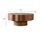 Table basse 80 cm, bords festonnés, table basse en placage bois de noyer d'ingénierie, table basse ronde irrégulière moderne pour salon/chambre