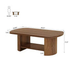Lantine Table basse ovale de 45,27 pouces, table centrale à 2 niveaux de style milieu de siècle avec étagère de rangement et double base en bois pour salon, chambre à coucher, marron rustique