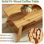 Table basse Lantine en bois massif avec rangement, table basse rectangulaire de style rustique de 47 pouces, table de salon longue simple à 2 niveaux, naturel