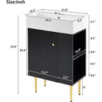 Meuble-lavabo de salle de bain de 54,8 cm, Meuble de rangement de salle de bain avec évier, Montage facile, Rangement ouvert, Meuble-lavabo autoportant pour petits espaces