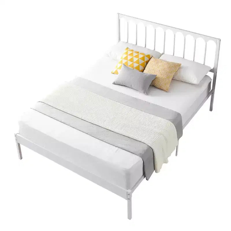 Queen Platform Bed Frame with Headboard, Heavy-Duty Metal Construction, 12.6 Underbed Storage, Sturdy Slats, Noise-Free, No Box Spring Needed, White