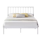 Cadre de lit plateforme Queen avec tête de lit, construction en métal robuste, rangement sous le lit de 12,6 pouces, lattes solides, silencieux, pas besoin de sommier tapissier, blanc