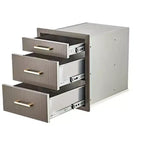 Outdoor Kitchen Drawers, 17 W x 20 H x 20 D Stainless Steel Flush Mount Triple Drawers with Handle, BBQ Drawers for Kitchen Island
