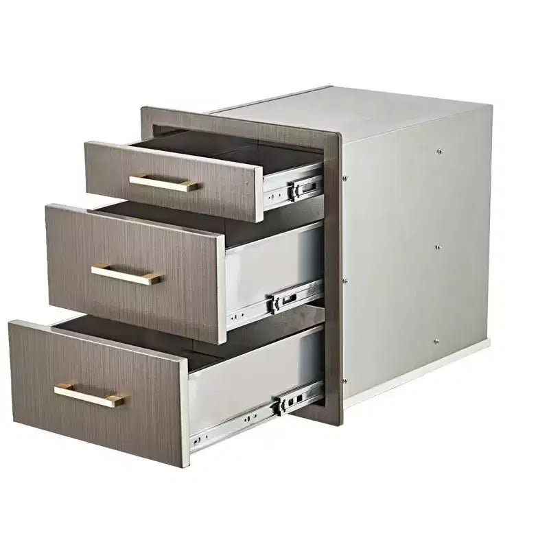 Outdoor Kitchen Drawers, 17 W x 20 H x 20 D Stainless Steel Flush Mount Triple Drawers with Handle, BBQ Drawers for Kitchen Island