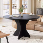Table à manger ronde pour 4-6 personnes - Table de cuisine circulaire de 120 cm avec base sur pied solide, meubles de salle à manger pour petits espaces dans le salon