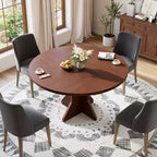 Table à manger ronde pour 4-6 personnes - Table de cuisine circulaire de 120 cm avec base sur pied solide, meubles de salle à manger pour petits espaces dans le salon