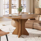 Table à manger ronde pour 4-6 personnes - Table de cuisine circulaire de 120 cm avec base sur pied solide, meubles de salle à manger pour petits espaces dans le salon