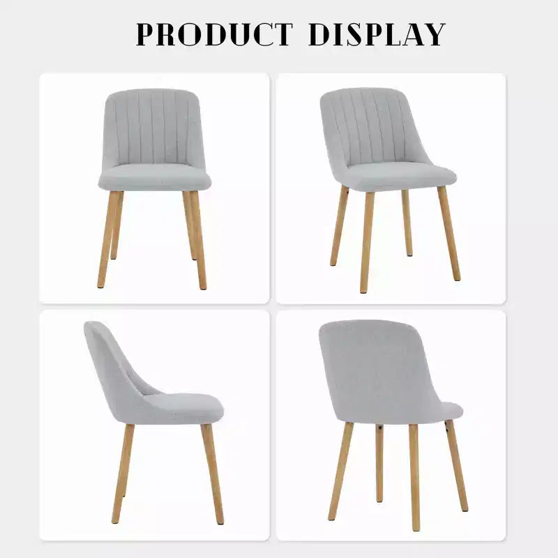 Lot de 2 chaises de salle à manger modernes rembourrées à dossier haut, chaises d'appoint en tissu avec pieds en bois, assise confortable pour cuisine, salle à manger
