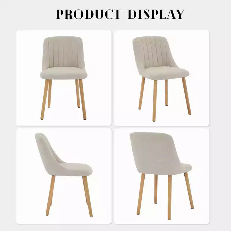 Lot de 2 chaises de salle à manger modernes rembourrées à dossier haut, chaises d'appoint en tissu avec pieds en bois, assise confortable pour cuisine, salle à manger