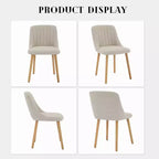 Lot de 2 chaises de salle à manger modernes rembourrées à dossier haut, chaises d'appoint en tissu avec pieds en bois, assise confortable pour cuisine, salle à manger
