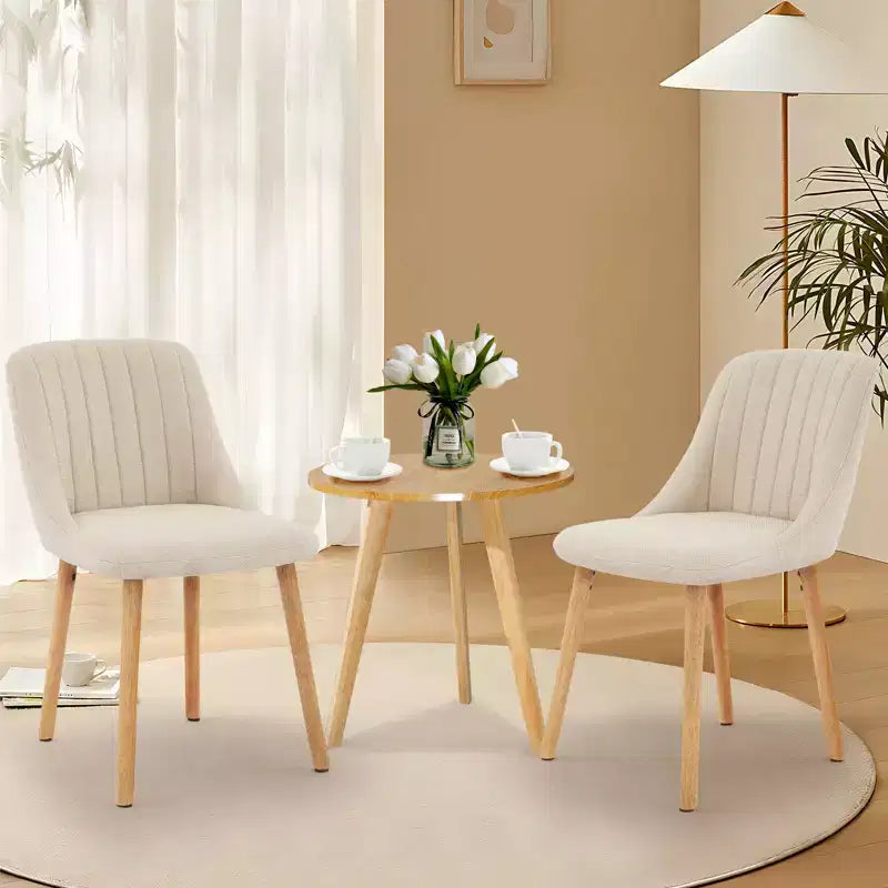Lot de 2 chaises de salle à manger modernes rembourrées à dossier haut, chaises d'appoint en tissu avec pieds en bois, assise confortable pour cuisine, salle à manger
