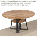 Table de salle à manger ronde pour 4 à 6 personnes, 120 cm, table de cuisine de style ferme avec rangement, tables de dîner circulaires pour cuisine, salle à manger, salon, salle de réunion