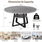 Table de salle à manger ronde pour 4 à 6 personnes, 120 cm, table de cuisine de style ferme avec rangement, tables de dîner circulaires pour cuisine, salle à manger, salon, salle de réunion