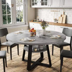 Table de salle à manger ronde pour 4 à 6 personnes, 120 cm, table de cuisine de style ferme avec rangement, tables de dîner circulaires pour cuisine, salle à manger, salon, salle de réunion