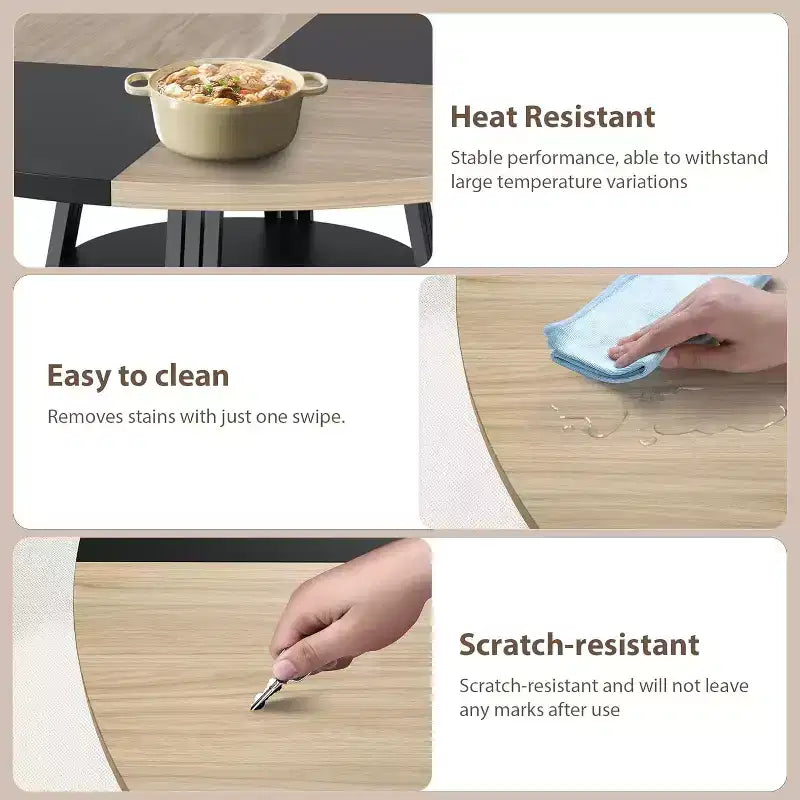 Table de salle à manger ronde pour 4 à 6 personnes, 120 cm, table de cuisine de style ferme avec rangement, tables de dîner circulaires pour cuisine, salle à manger, salon, salle de réunion