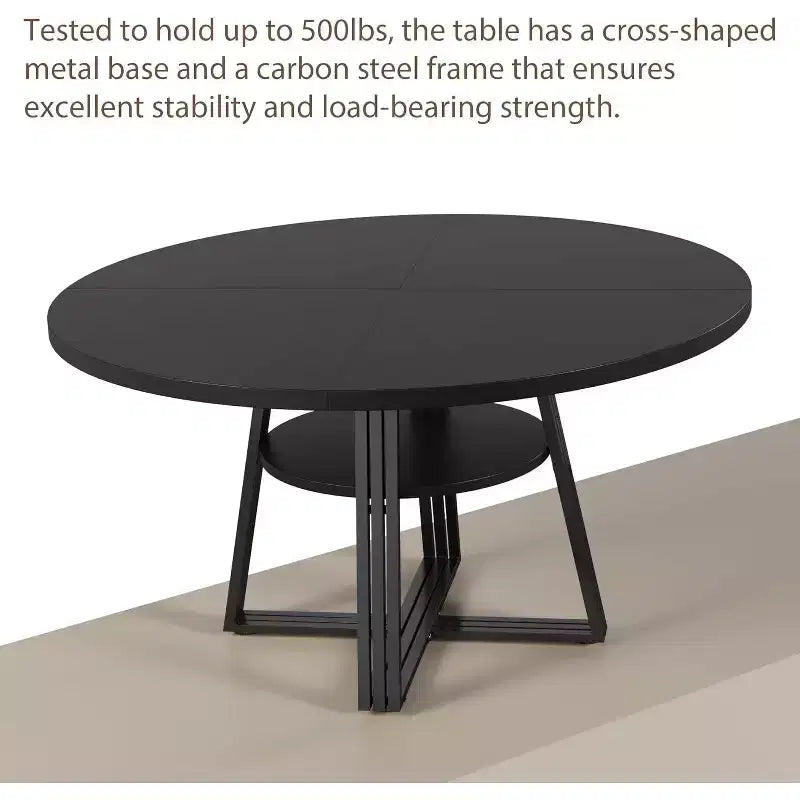 Table de salle à manger ronde pour 4 à 6 personnes, 120 cm, table de cuisine de style ferme avec rangement, tables de dîner circulaires pour cuisine, salle à manger, salon, salle de réunion