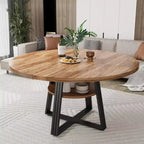 Table de salle à manger ronde pour 4 à 6 personnes, 120 cm, table de cuisine de style ferme avec rangement, tables de dîner circulaires pour cuisine, salle à manger, salon, salle de réunion