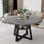 Table de salle à manger ronde pour 4 à 6 personnes, 120 cm, table de cuisine de style ferme avec rangement, tables de dîner circulaires pour cuisine, salle à manger, salon, salle de réunion