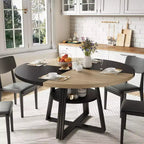 Table de salle à manger ronde pour 4 à 6 personnes, 120 cm, table de cuisine de style ferme avec rangement, tables de dîner circulaires pour cuisine, salle à manger, salon, salle de réunion