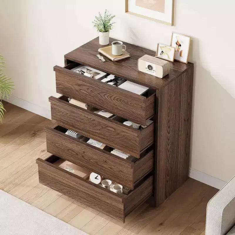Table de chevet à 4 tiroirs, grande commode de rangement pour chambre, chambre d'enfant, salon et entrée