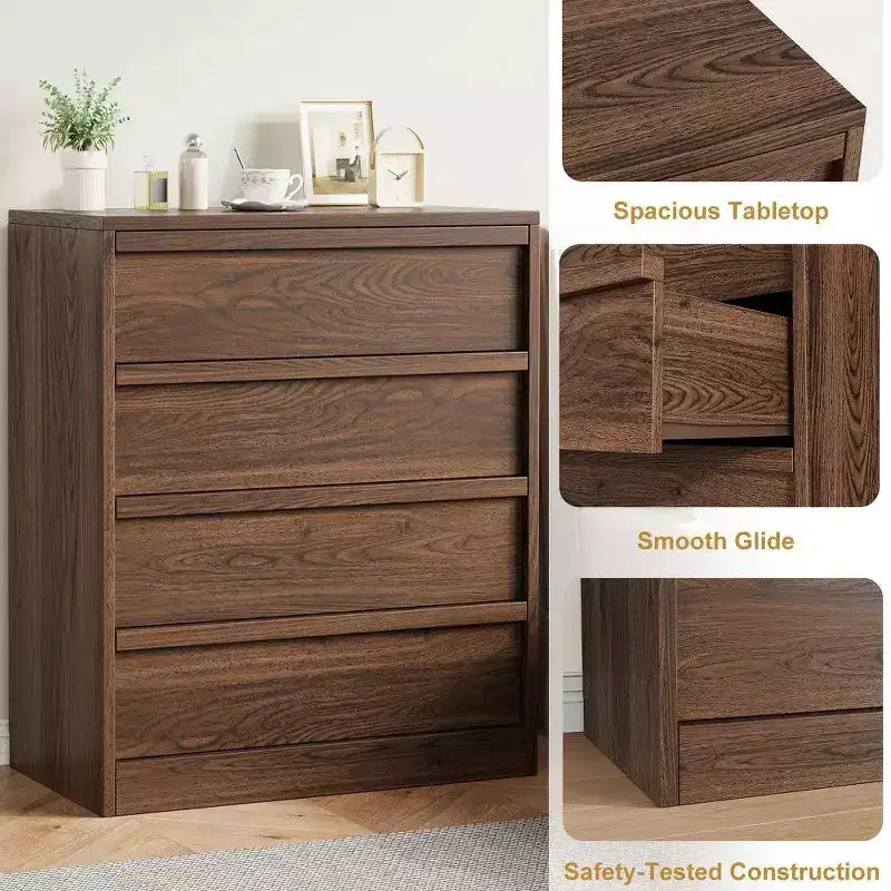 Table de chevet à 4 tiroirs, grande commode de rangement pour chambre, chambre d'enfant, salon et entrée