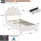 Cadre de lit double en velours avec tête de lit réglable et 2 tiroirs de rangement, support à lattes en bois massif, pas besoin de sommier tapissier pour chambre d'enfant