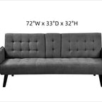 Canapé-lit Whisen 72, dossier pliant convertible en lit double avec porte-gobelet et tablette escamotable