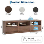 Meuble TV scandinave de 177,8 cm pour téléviseurs jusqu'à 203,2 cm, meuble de divertissement en bois avec 3 tiroirs et étagères ouvertes