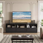 Meuble TV scandinave de 177,8 cm pour téléviseurs jusqu'à 203,2 cm, meuble de divertissement en bois avec 3 tiroirs et étagères ouvertes