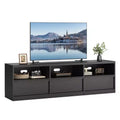70in Mid Century Modern TV Stand for TVs up to 80in, Wood Entertainment Center with 3 Drawers and Open Shelves