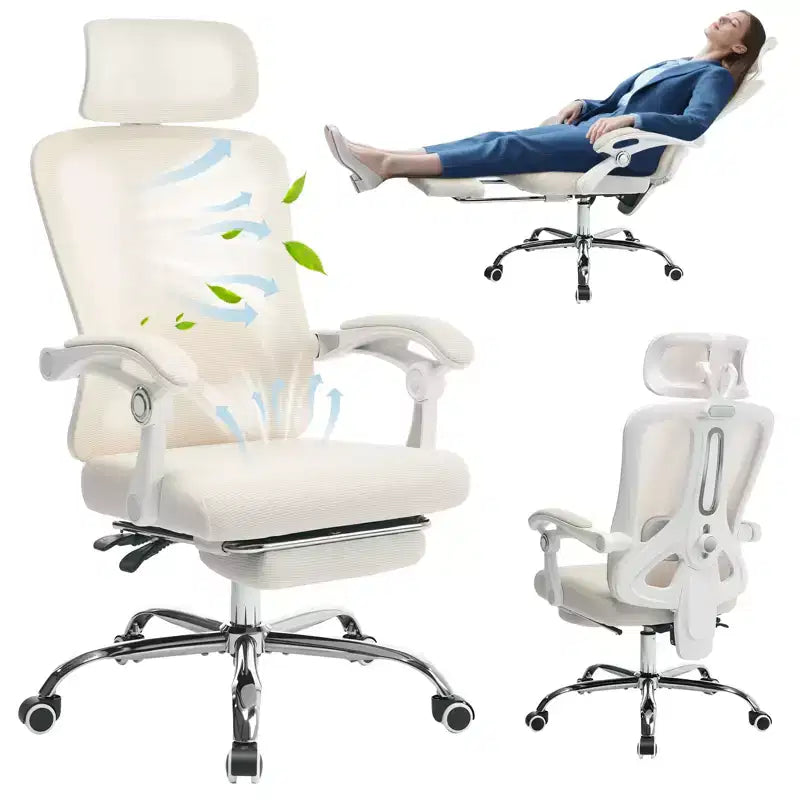Acekool Fauteuil inclinable ergonomique en maille avec repose-pieds, réglage lombaire et appui-tête, pour bureau à domicile et salle de jeux