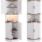 Armoire d'angle de ferme de 65 po, meuble de rangement avec porte de grange, 5 étagères, organisateur d'espace pour salon, bar, cuisine, salle de bain