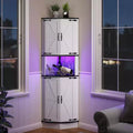 65 Tall Farmhouse Corner Cabinet, Display Storage Cabinet with Barn Door, 5 Tier Shelves, Space Organizer for Living Room, Bar, Kitchen, Bathroom