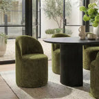 Ensemble table à manger pour 6, table ovale noire, chaises de salle à manger roulantes rembourrées avec roulettes, chenille texturée 360 g/m² - Panipeachy