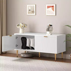 Meuble à chaussures, banc d'entrée Meuble de rangement à chaussures moderne cannelé à 2 portes pour le couloir, le salon, la chambre à coucher