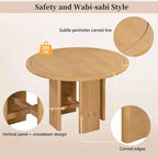 Table à manger ronde 5 pièces Whisen style ferme avec 4 chaises rembourrées en bois massif, ensemble pour 4 personnes