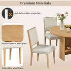 Table à manger ronde 5 pièces Whisen style ferme avec 4 chaises rembourrées en bois massif, ensemble pour 4 personnes