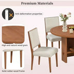 Table à manger ronde 5 pièces Whisen style ferme avec 4 chaises rembourrées en bois massif, ensemble pour 4 personnes