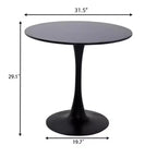 NAYSAYE Table à Manger Ronde Moderne Table d'appoint Plateau MDF Base en Acier Table Basse de Cuisine Salon Bureau, Noir, 31.5*19.7*29.1